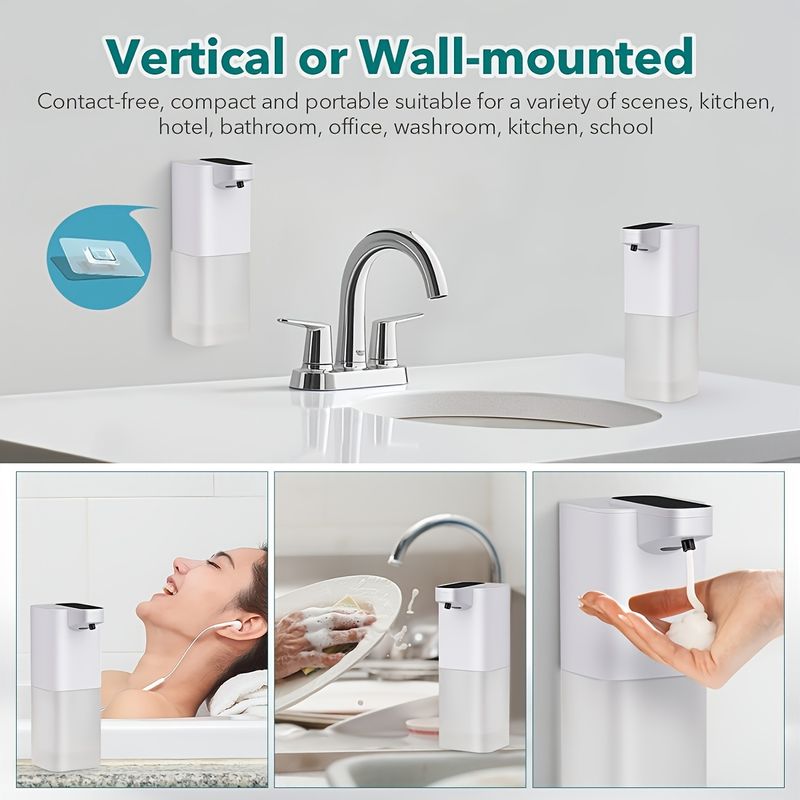 14oz Automatischer Schaumseifenspender - USB wiederaufladbar, berührungslos, mit intelligentem Sensor für Bad und Küche, unverzichtbar für modernes Zuhause_voghion.com