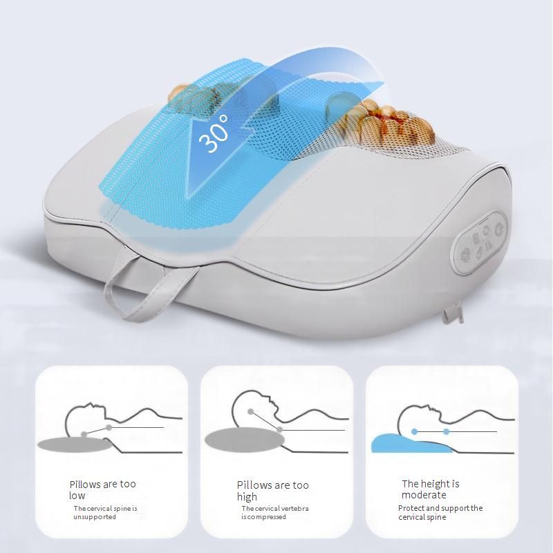 Electric Heating Neck Massager Pillow With 3D Kneading Nodes, Adjustable Intensity & Timer For Shoulder, Back & Full Body Pain Relief_voghion.com