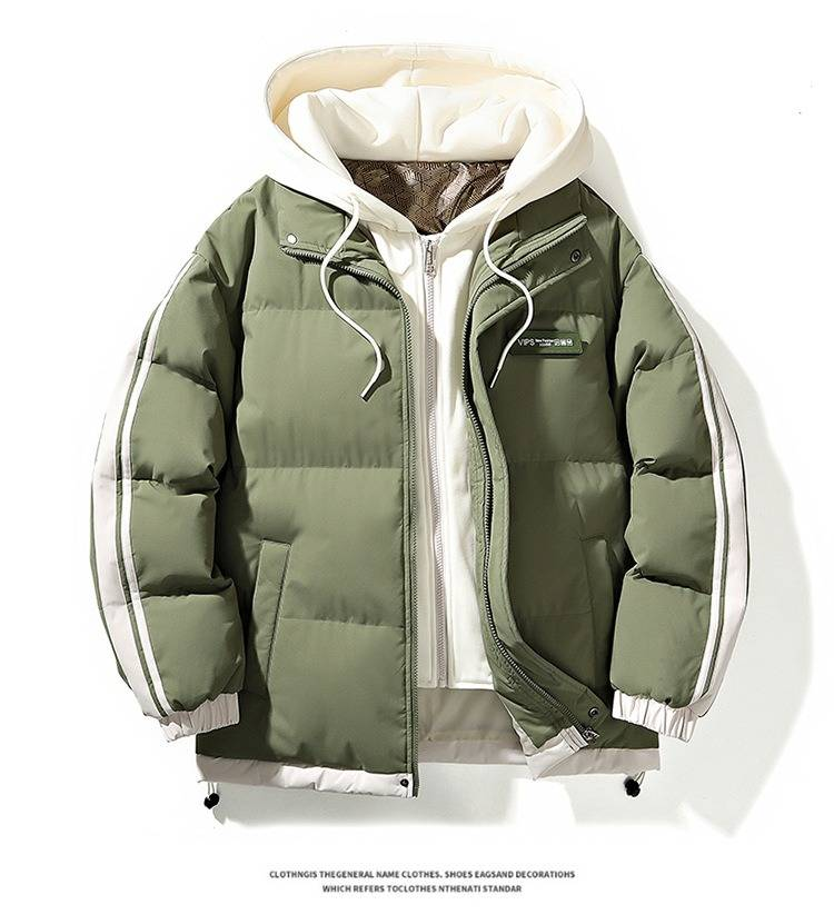 Męska zimowa kurtka puchowa – obszerny pikowany płaszcz z kapturem i grubszym wypełnieniem z alternatywnego puchu, modna odzież uliczna dla nastolatków i młodych dorosłych_voghion.com