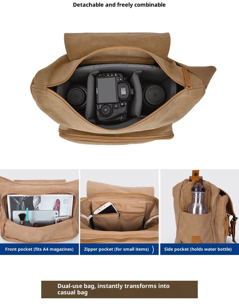 Vintage-Kameratasche aus Canvas für DSLR-Fotografie – wasserdicht, diebstahlsicher und stoßfest mit Stativgurt – perfekt für Outdoor-Aktivitäten und Reisen_voghion.com