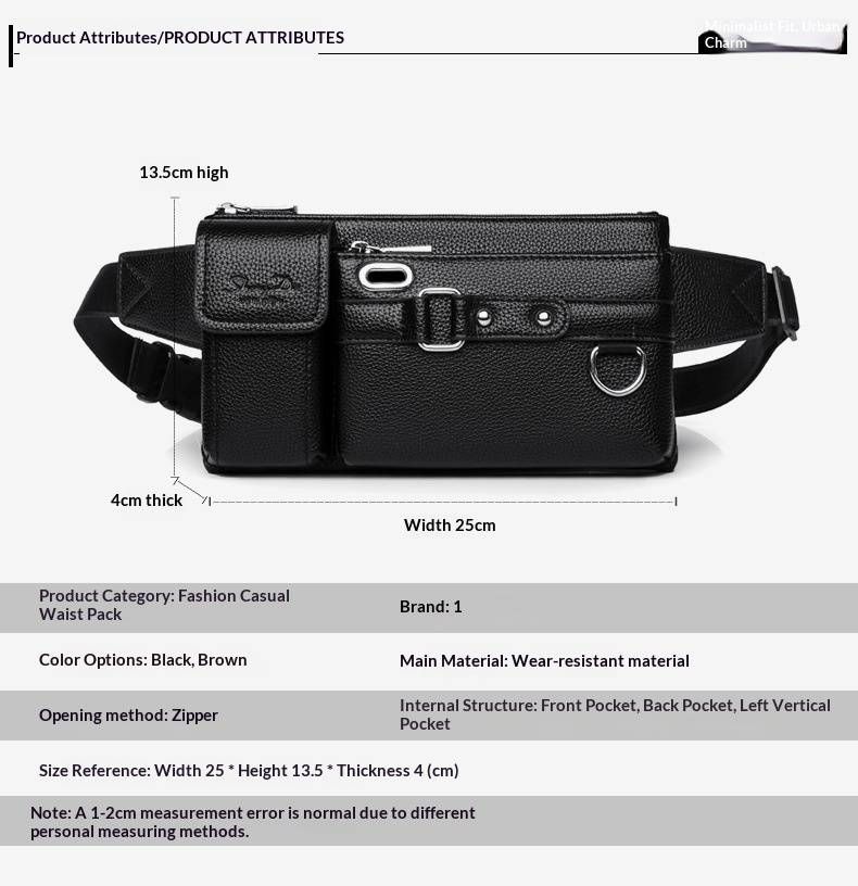 Borsa a tracolla da uomo – Marsupio impermeabile in PU con tasche con cerniera antifurto | Per viaggi, palestra e spostamenti urbani (nero/marrone scuro)_voghion.com