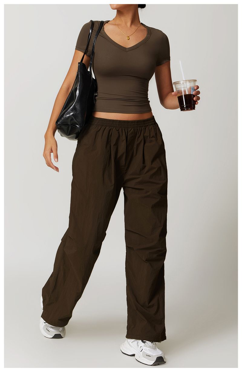 Vêtements pour femmes, haut de yoga moulant à manches courtes, résistant aux chocs, pour la course à pied, le Pilates, le fitness, le sport, le séchage rapide_voghion.com