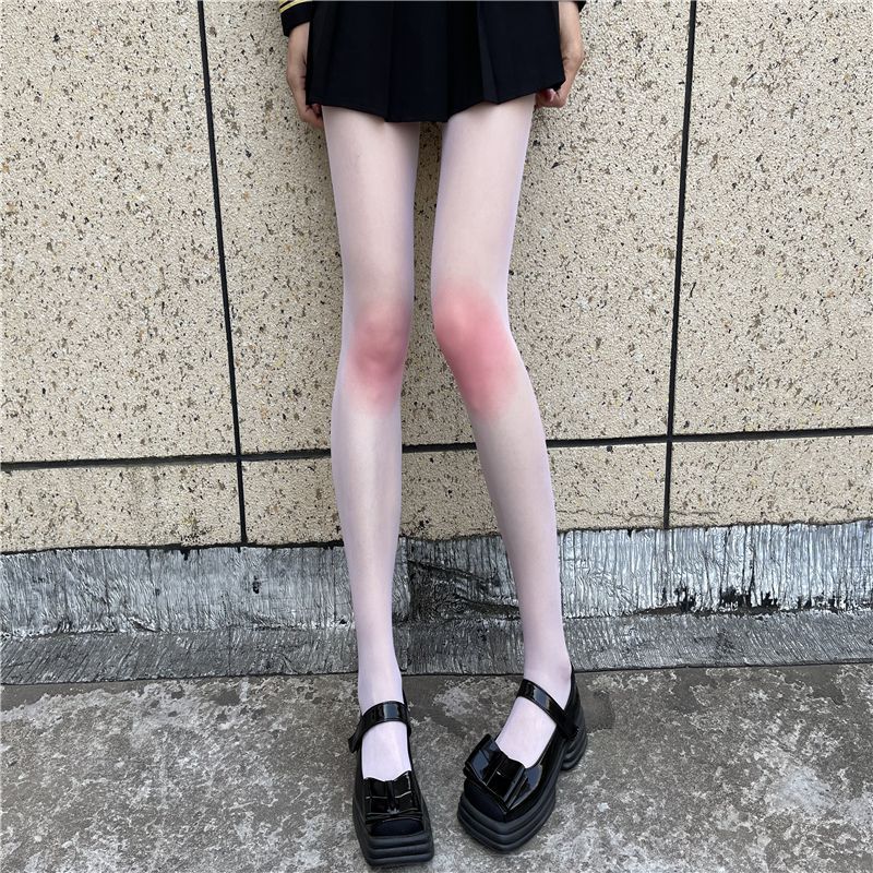 Errötende Strümpfe, dünne reine Wunschseide, JK-Mädchen, süße Lolita, schöne Beine, weiße Strumpfhose_voghion.com