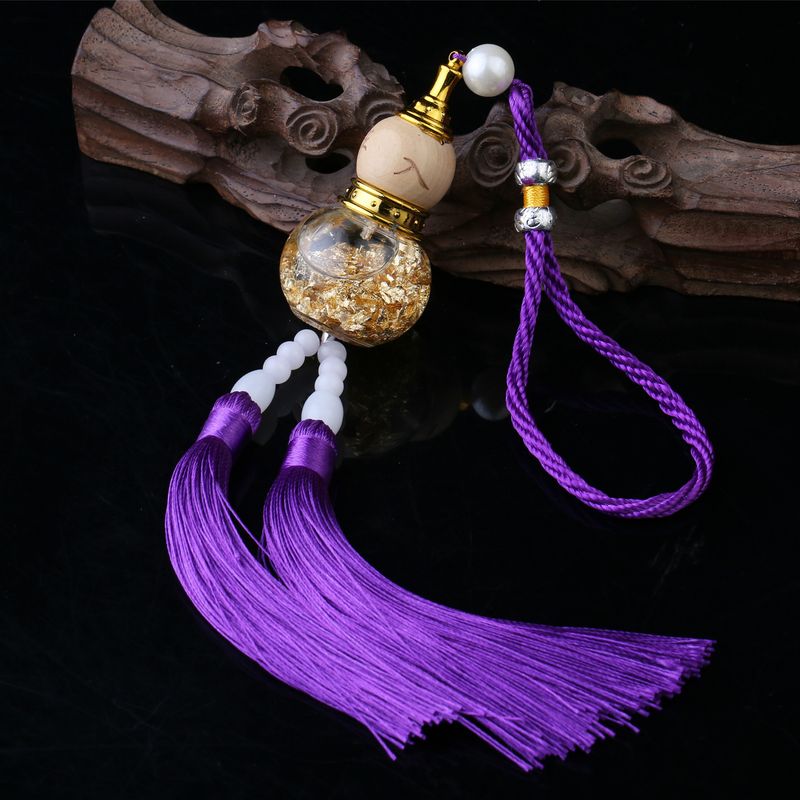 Ornamento da appendere alla bottiglia di vetro, specchietto retrovisore, base in lamina d'oro, ciondolo a forma di zucca con doppia punta, decorazione per interni auto_voghion.com