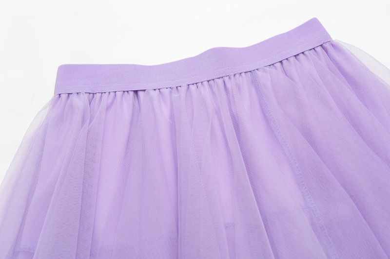 new autumn style temperament high waist slimming super fairy flower bud irregular mesh skirt female 8063_voghion.com