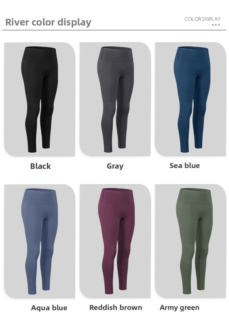 Yoga double face brossé pour femmes, sensation de nudité, sans lignes gênantes, course serrée, sport, taille haute, lifting des fesses_voghion.com