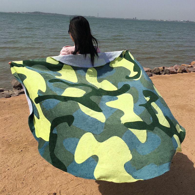 Cotton Terry Cloth Beach Hawaii Bath Style Active Printing Yoga Mat Round Bath Towel_voghion.com