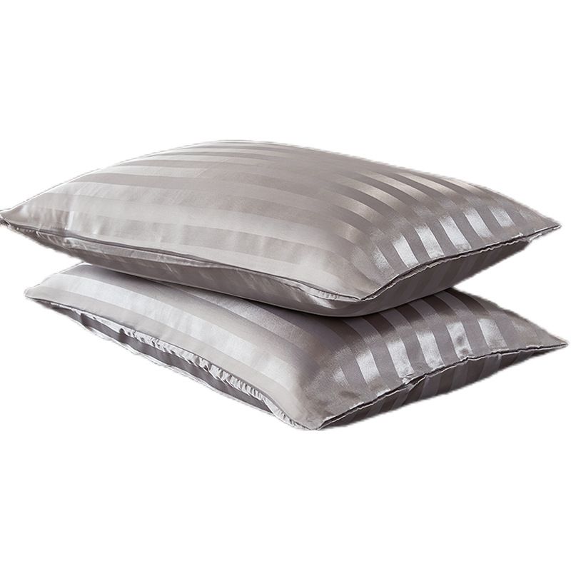 Kissenbezug-Set mit Satinstreifen – luxuriöser Satin-Kissenbezug mit Hotelverschluss (seidenweich, knitterfrei, Queen-Size, 2er-Pack, Weiß und Gold)_voghion.com