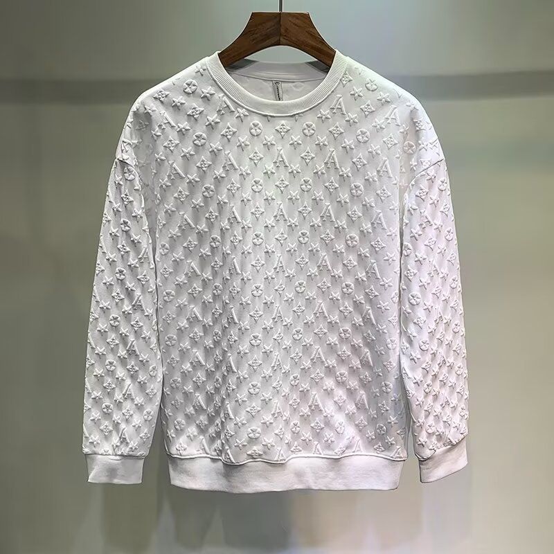 Men's Clothing Autumn And Winter Jacquard Sweatshirt Men's Spring And Autumn Korean Version Of The New Round Neck Loose Top Chic Hong Kong Style Trend_voghion.com