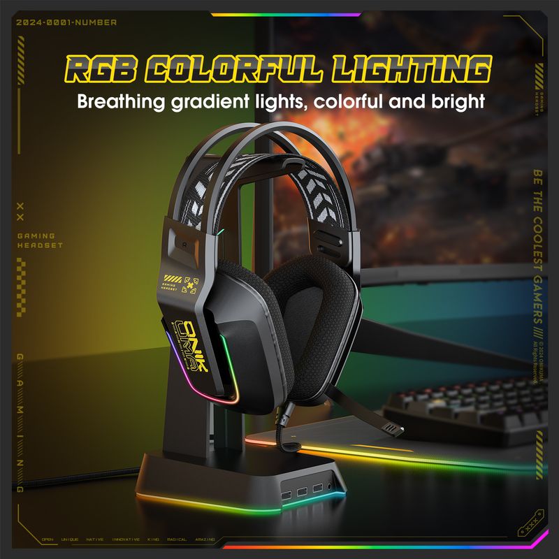 ONIKUMA X13 Gaming-Headset Mit Mikrofon, RGB-Leuchten, Kabelgebundenes Over-Ear-Headset Für PC, Laptop, Spiele Und Musik_voghion.com