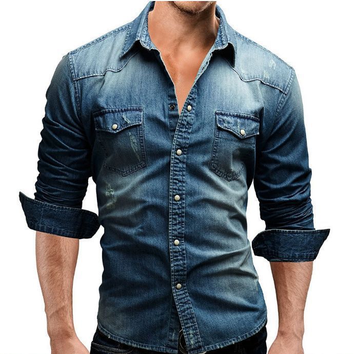 Herrenbekleidung Hemd Jeansjacke Herrenoberteil_voghion.com
