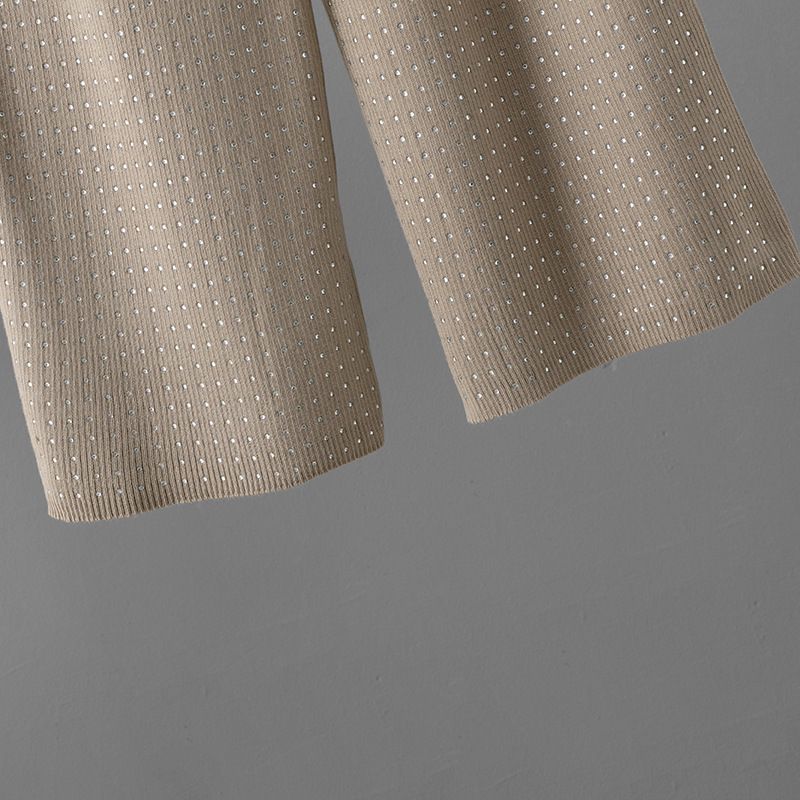 Vêtements pour femmes pantalons à jambes larges costume tricoté pour femmes costume deux pièces costume deux pièces diamant chaud à la mode haut de gamme_voghion.com