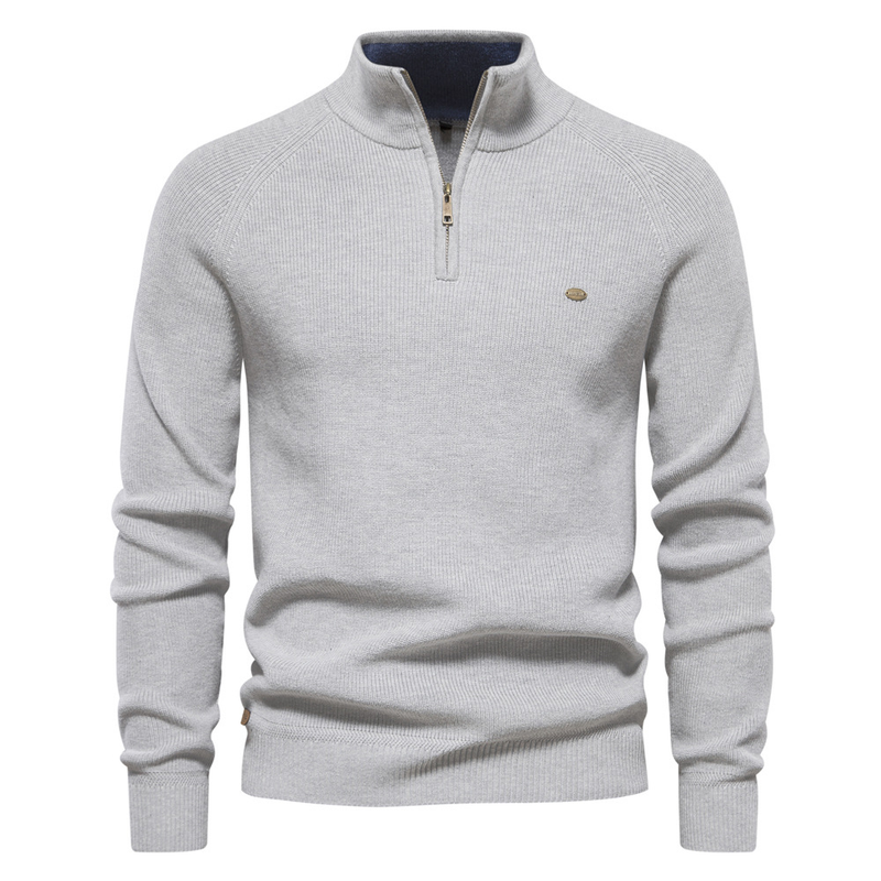 Nieuwe herfst- en wintertrui voor heren in Europese maat, heren met lange mouwen, halve rits, opstaande kraag, effen kleur, casual trendtrui die bij elkaar past_voghion.com