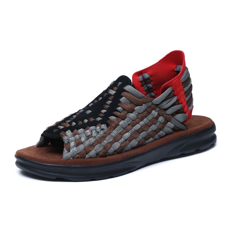 2025 Neue gestrickte Sommersandalen für Herren, trendige, lässige Strandschuhe mit dicker Sohle_voghion.com
