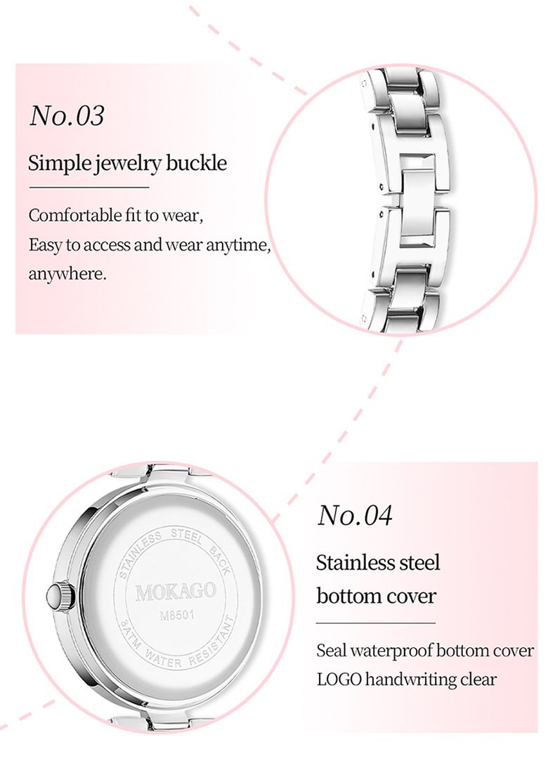 Women's Elegant Waterproof Quartz Watch With Mother-of-Pearl Dial And Diamond Accents, Minimalist Round Wristwatch For Daily Wear_voghion.com