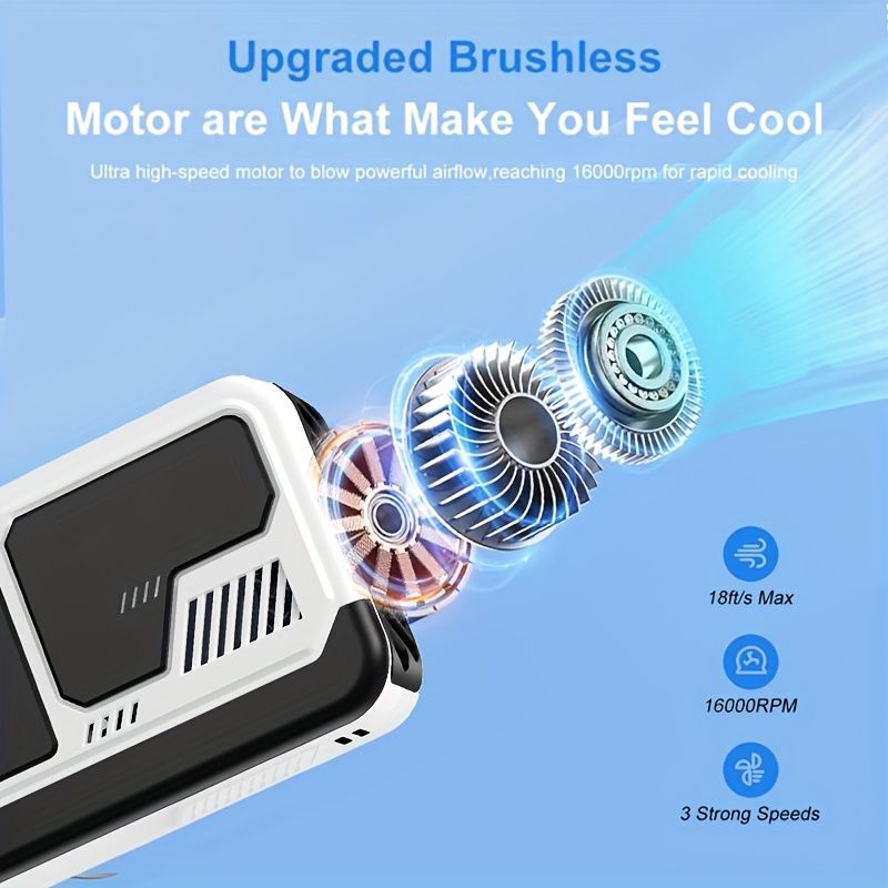 2025 Neck Waist Fan Brushless Motor Digital Display 3 Speeds 3000mAh Battery LED Flashlight For Outdoor Camping Fishing_voghion.com
