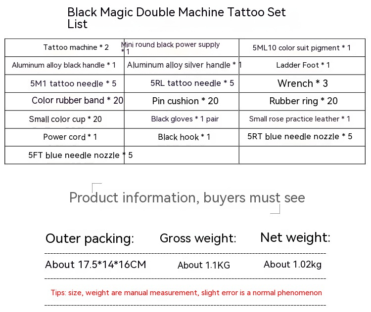 Machine à Double fournitures de magie noire, ensemble d'équipement de tatouage Ou Liang_voghion.com