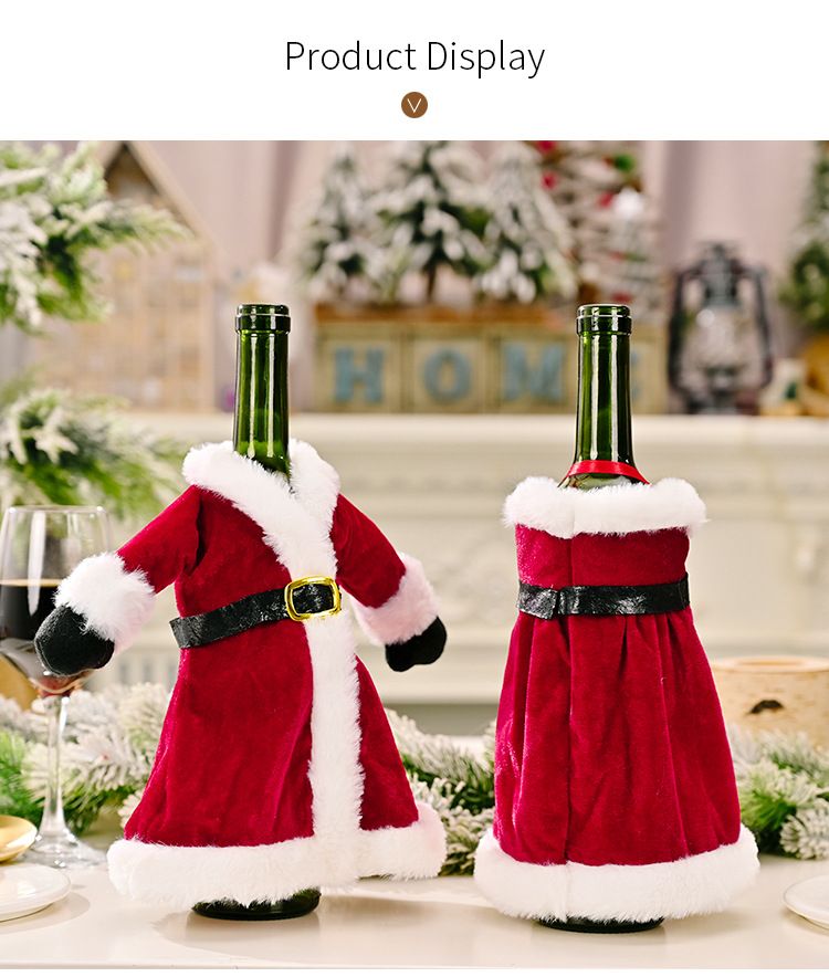 Décoration de Noël Robe de Noël Ensemble de bouteilles de vin Ensemble de vin de Noël créatif Décoration de table à manger pour la maison_voghion.com