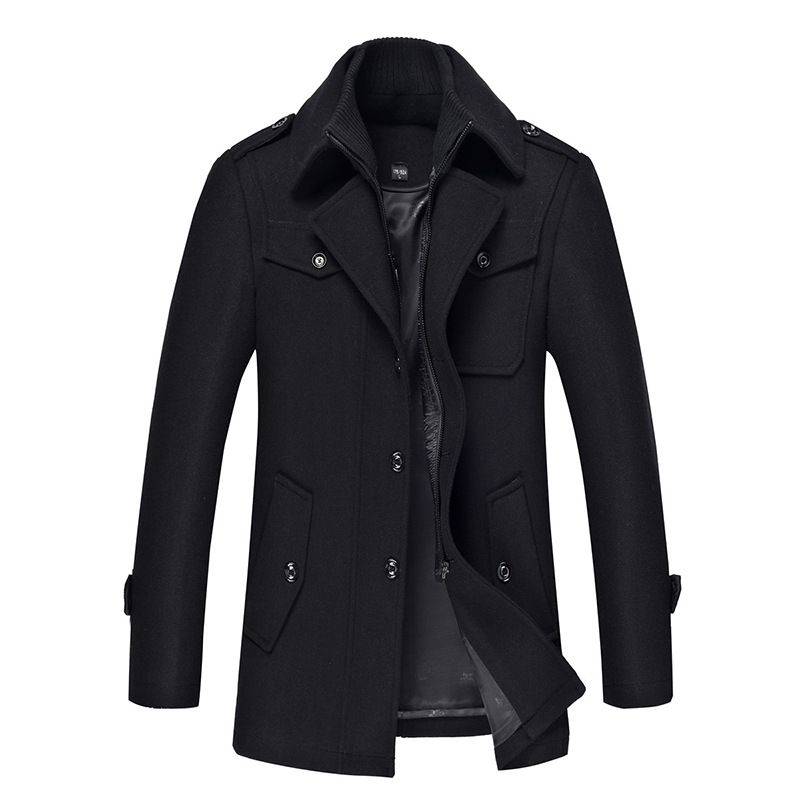 Woolen coat man slim size trench coat man thick woolen coat man woolen coat_voghion.com