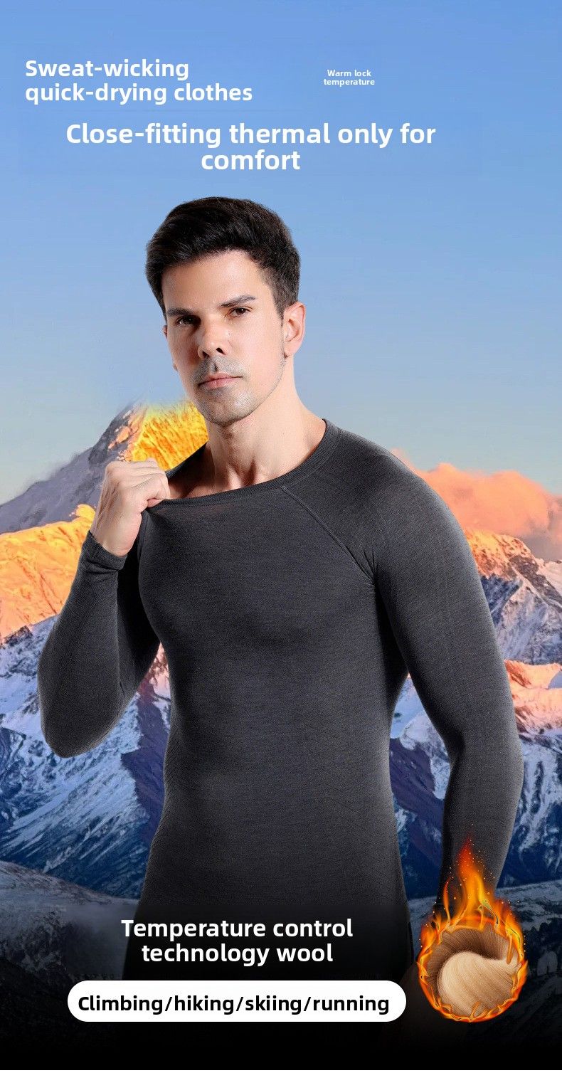 Autumn And Winter Merino Wool Quick-Dry Compression Sweat-Wicking Thermal Functional Hiking Skiing Breathable Long_voghion.com