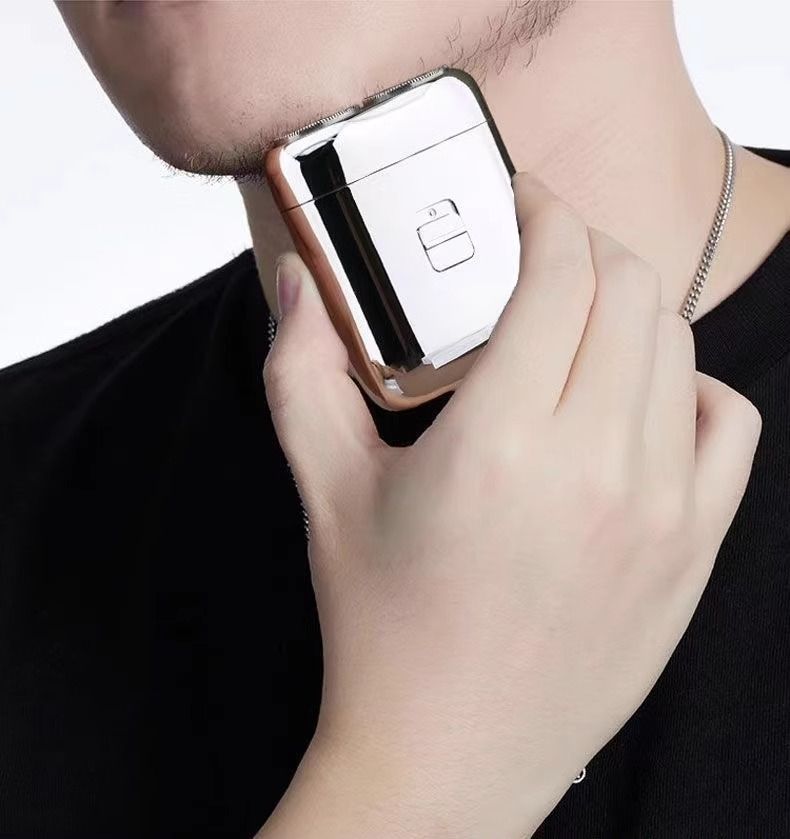 Rasoio portatile compatto con doppia testina rotante e ricarica di tipo C_voghion.com