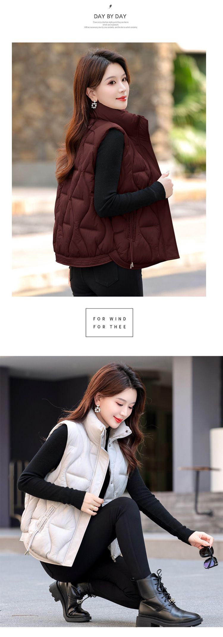 Gilet matelassé à capuche pour femme, léger et rembourré, idéal pour l'automne et l'hiver, coupe ample et zippée, vêtement d'extérieur décontracté aux couleurs unies_voghion.com