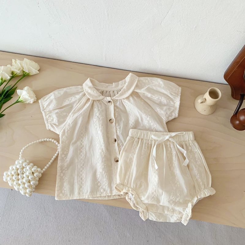 Shorts meisjes zomer 2024 nieuwe baby Koreaanse editie Sweetheart Creeper-set met korte mouwen_voghion.com