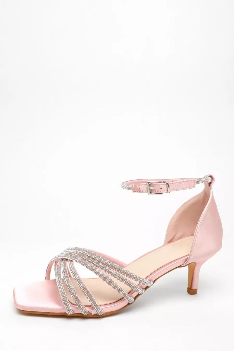 Fashion diamond strap sandals small short heels open toe small square head high heels sandals_voghion.com