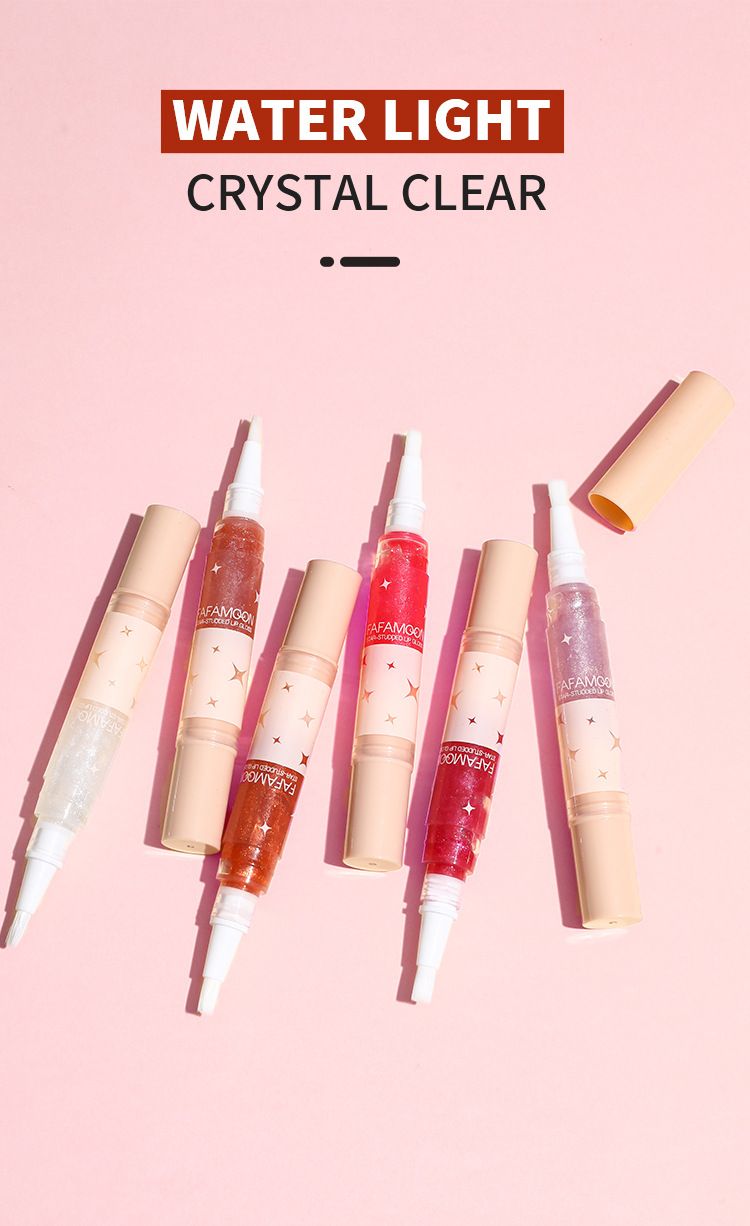 FAFAMOON Pearlescent Lip Gloss Rotating Pen Easy Coloring Soft Brush Flash Lip Honey Doodle Lip Pearlescent Lip Glaze Explosions_voghion.com