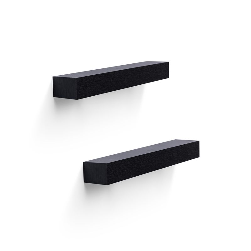 Floating Shelves 18.11" Wall Mounted Wood Shelves For Bathroom, Bedroom, Living Room, Kitchen, Hanging Shelf For Books/Storage/Decor With Invisible Brackets, Black_voghion.com
