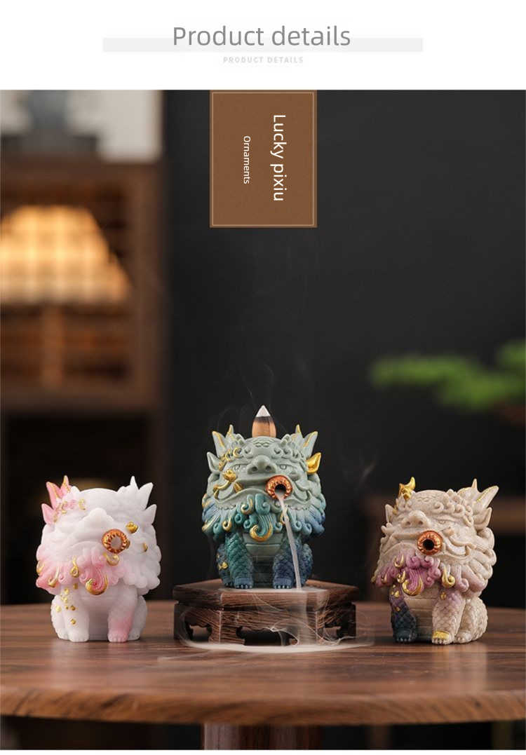 Zandstenen Pixiu, rijkdom aantrekkend ornament, Zen-stijl backflowbrander, agarhout, sandelhout salontafel, theehuisdier_voghion.com