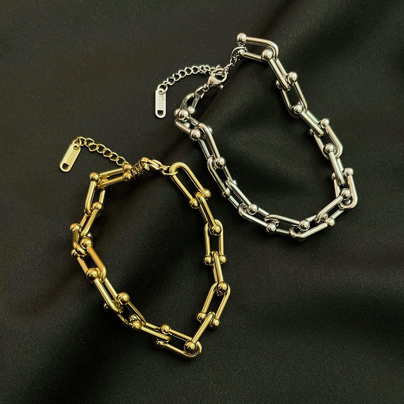 Hochwertiges U-förmiges handgefertigtes Kettenarmband aus Edelstahl für Damen, Charm-Armbänder, neuer Modeschmuck, Mädchen-Geschenk_voghion.com