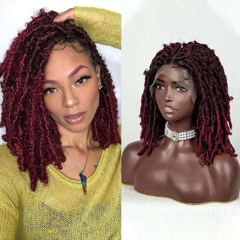 16inch chemical fiber lace braid wig hand braided braid curly hair 9*6 lace wig 180% density women's daily decoration_voghion.com