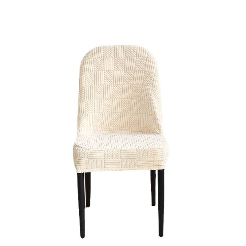 Thickened polar fleece jacquard curved chair cover all-inclusive universal dining table and chair protective cover household round stool cover_voghion.com