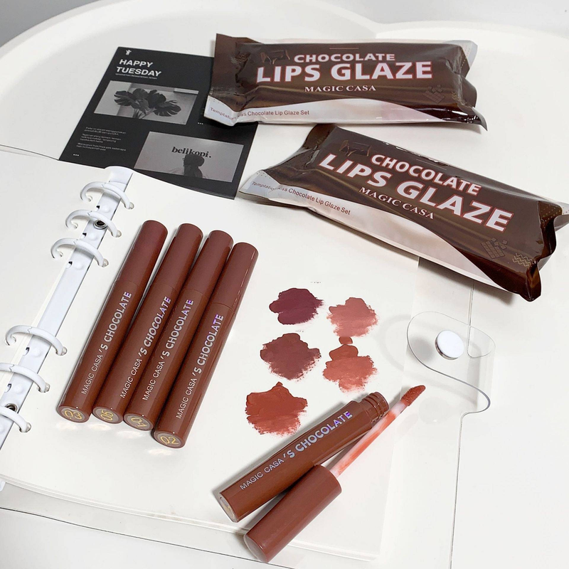 Schokolade Lip Glaze fünf Sätze Nebel matt Studentin Streicheleinheiten eins fünf_voghion.com
