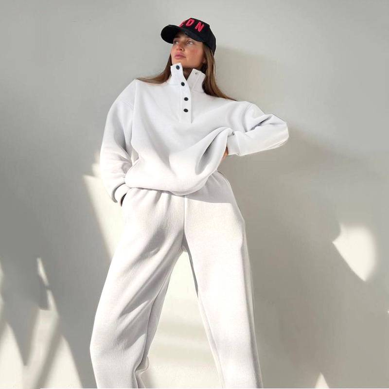 2025 Spring And Autumn New Hot Selling Women's Tracksuit Set Fashion Button-Up Collar Suit Two-Piece Set_voghion.com