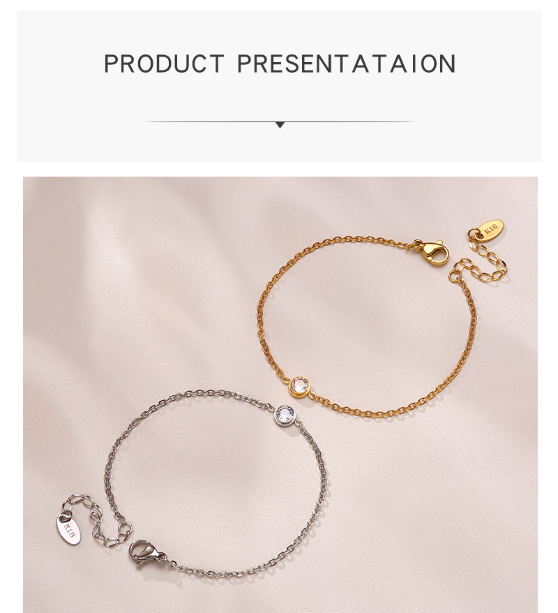 Damesmykker Små, friske håndsmykker Enkel, almindelig stil Veninder Internet-kendis Enkel diamant Seks diamanter Rustfrit stål armbånd_voghion.com