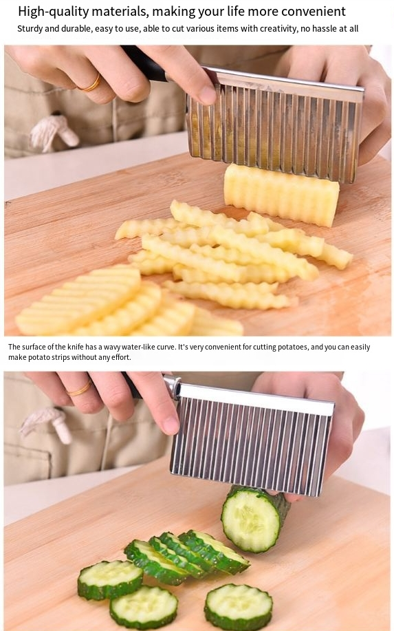 Potatisvågkniv Multifunktionell Wolf Tooth Cut Pommes Frites Artefakt Hem Djupkornig Tjock Potatis Skär Fancy Grönsaksskärare_voghion.com