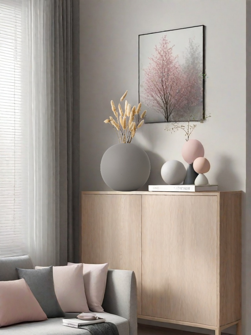 Lot de 3 petits vases ronds en céramique de couleur macaron frais, pouvant contenir de l'eau, ornements, vase décoratif_voghion.com