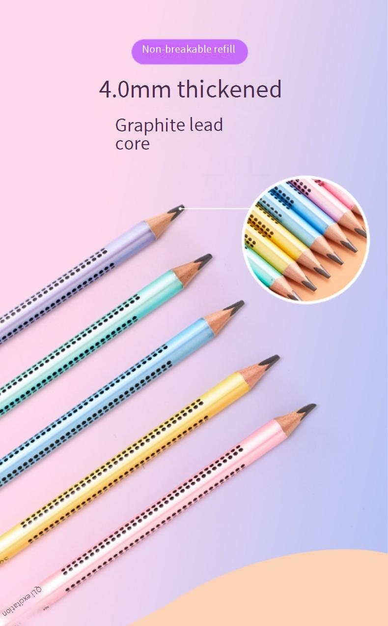 Qili Kinderstifte – Bleistifte mit dreieckigem Griff und Punkten zum Üben der Handschrift, rutschfestes Design, 10er-Pack, HB-Graphit, Holzgehäuse_voghion.com