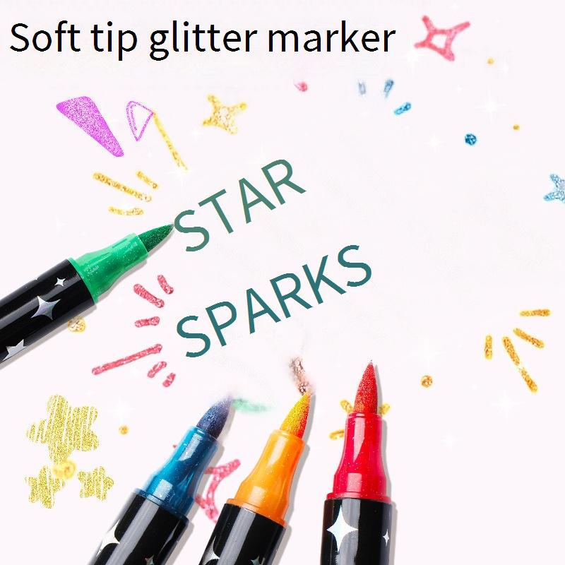 Set di penne gel glitterate a doppia punta - Pennarelli scintillanti da 12/24/36/48/72/120 colori per bambini, studenti, diari, scrapbooking e progetti artistici_voghion.com