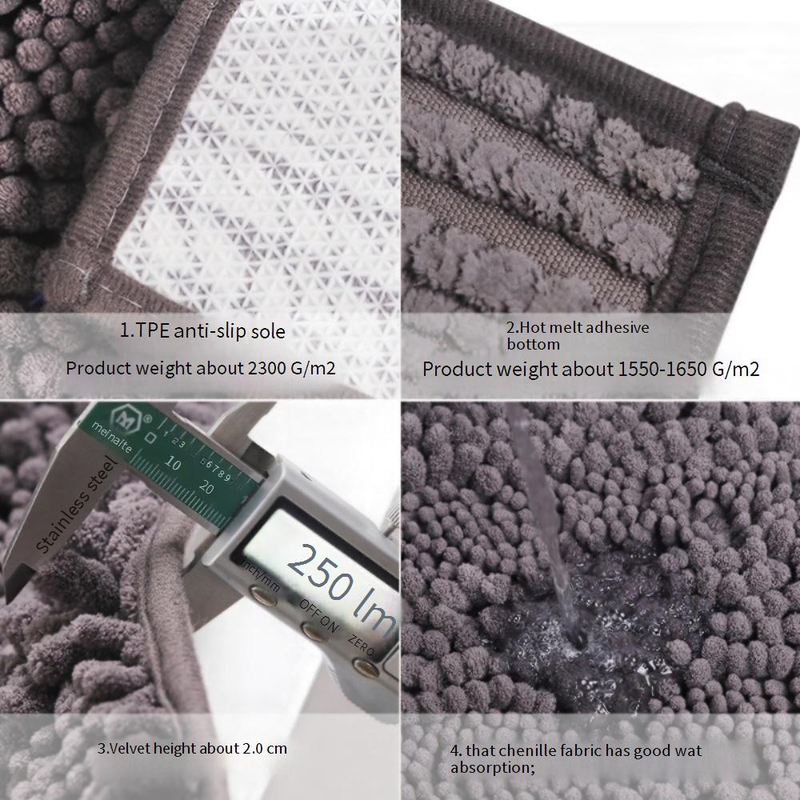 Juego de felpudos: Alfombra de entrada premium absorbente y antideslizante, de felpa gruesa para cocina, baño y mascotas (opciones de base de TPE/termofusible)_voghion.com