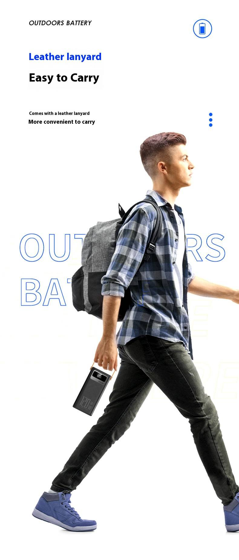 Banco de energía de alta velocidad de 100 000 mAh con cables integrados, cargador portátil para acampar al aire libre, viajar y transmitir en vivo._voghion.com