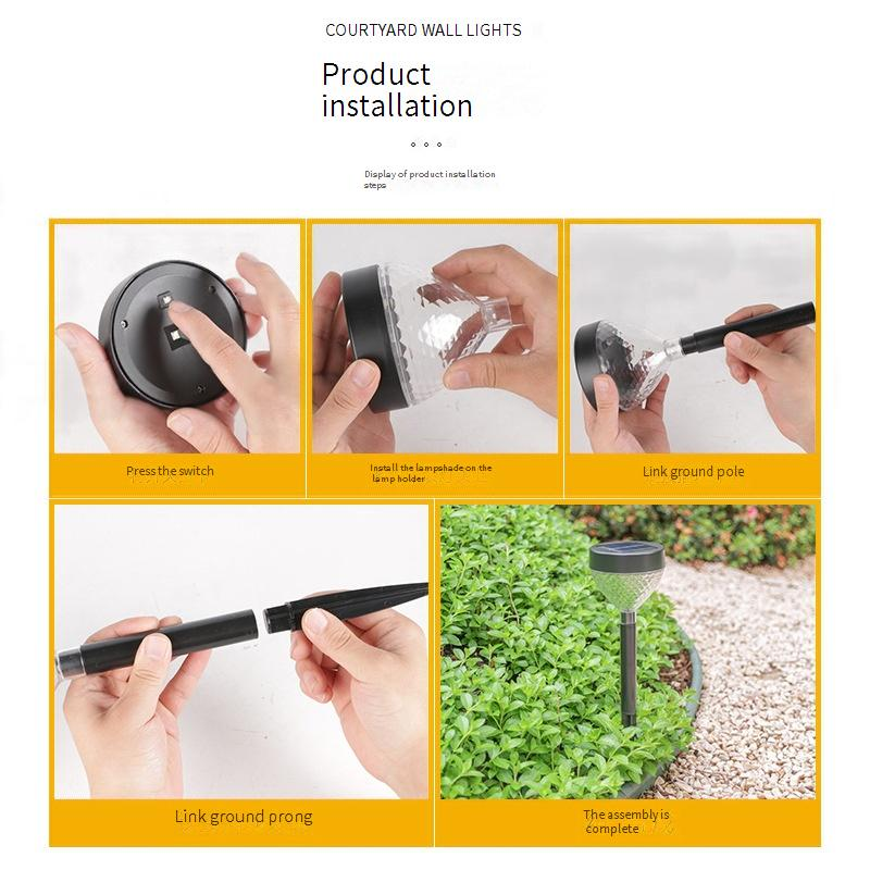 Upgraded Solar LED Lawn Light With Projection - Warm Yellow Light, Waterproof Outdoor Garden Light For Patio, Yard, Pathway Decoration_voghion.com