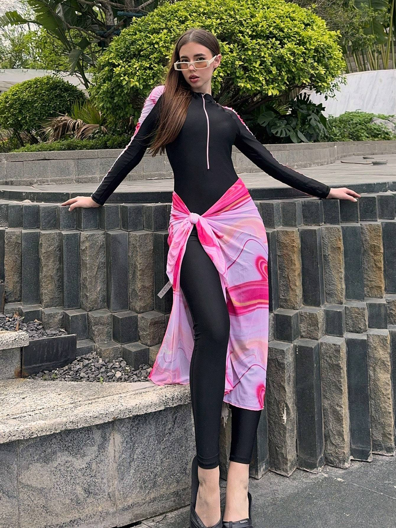 Women's Solid Color Muslim Swimsuit Set_voghion.com