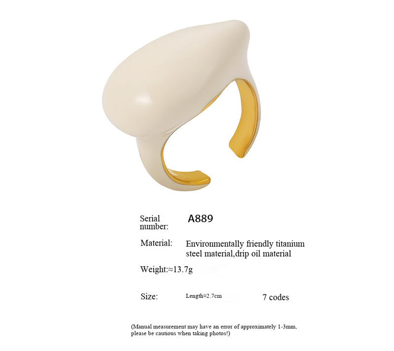 Fang Tang Personalized Design Drip Oil Drop Open Ring Female Niche Finger Tip Ring Ins Wind Hand Decoration_voghion.com