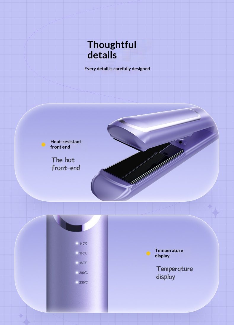 Ceramic Hair Straightener & Curler – 10-Temperature Ionic Styler For All Hair Types, Dual Voltage (220V), UV-Coated Finish (Purple/White/Khaki)_voghion.com