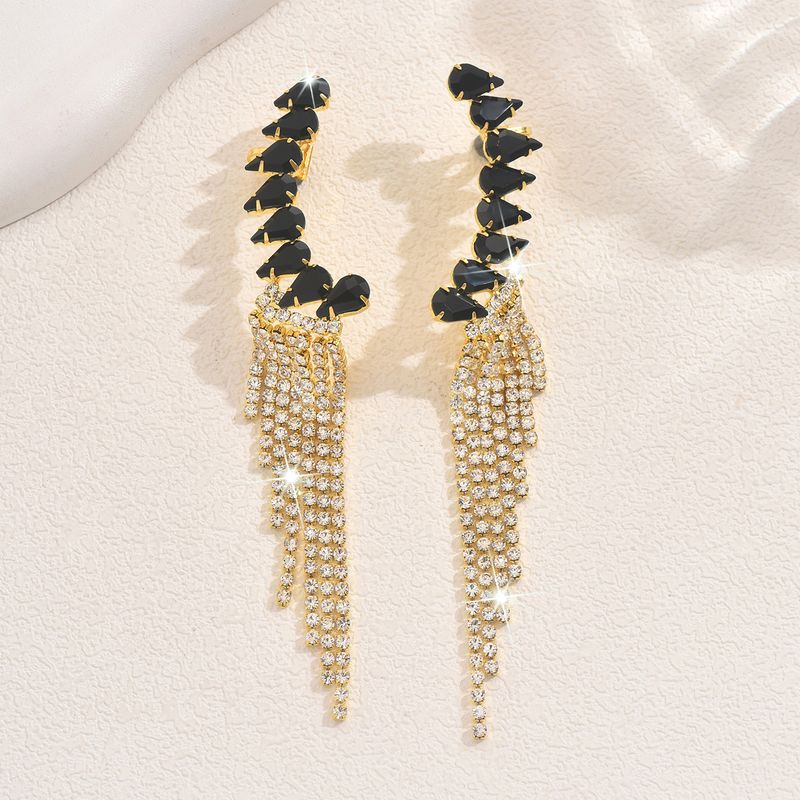 Unisex Earrings Personalized Tassel Earrings Fashionable Temperament Super Flash Diamond Claw Chain Earrings_voghion.com