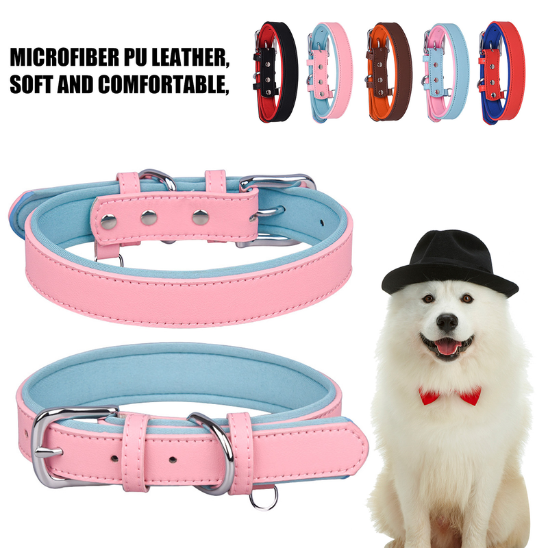 Guangying Hondenhalsband Ademend Ultrazacht D-Ringen Ontwerp Kleine Hond Microvezel Leer Anti-verlies Halsband voor Buiten_voghion.com