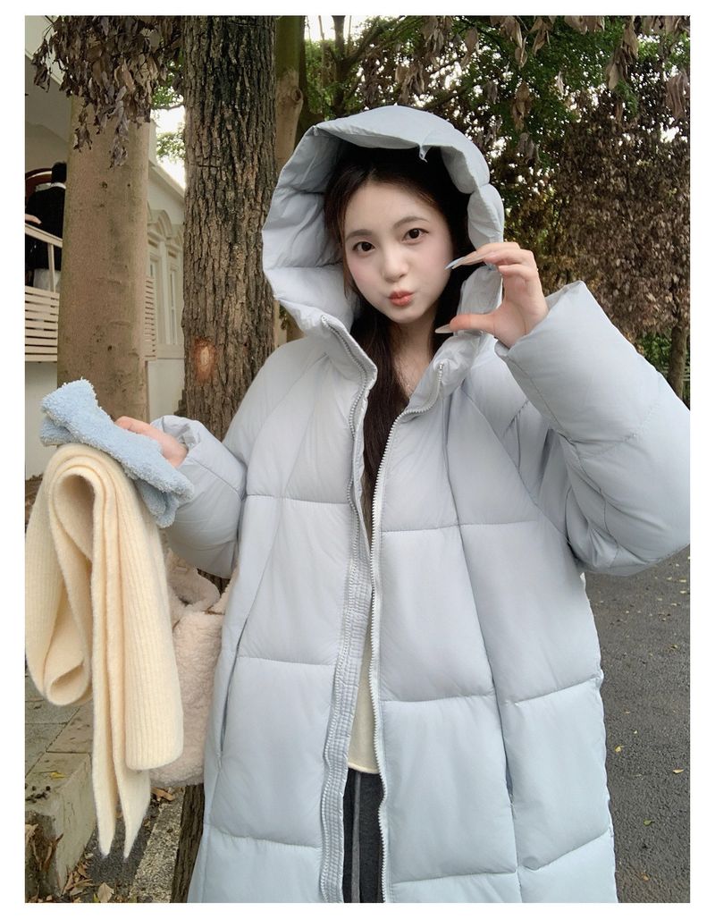 Women's Clothing Ultra-Light Puffer Hooded Coat For Women - Mid-Length Winter Jacket With Cloud-Like Warmth, Straight Cut, Zipper Closure_voghion.com
